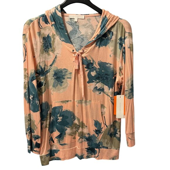 Adyson Parker Sweaters - Adyson Parker  Hoodie Top Sz 1X Pink & Teal Modal/Spandex Blend  Lightweight. NW